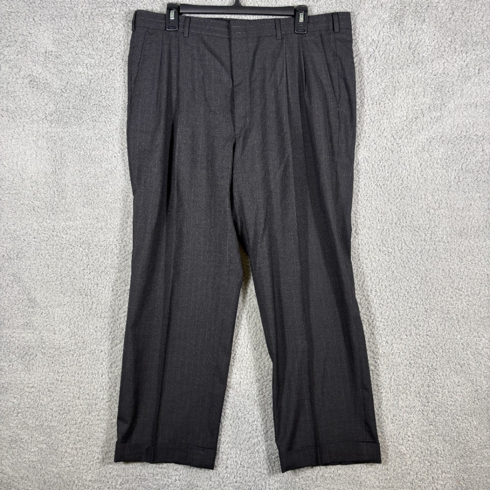 Brooks Brothers Brooksease Wool‎ Dress Pants Pinstripe Pleated Front Gray 38x27